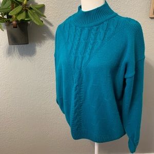 VINTAGE Mademoiselle  80’s Sweater  Teal Mock Neck
